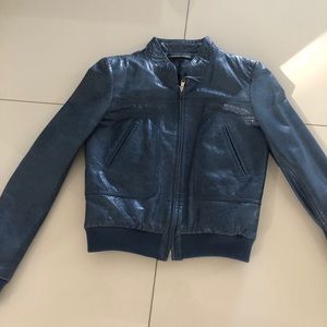 Balenciaga Blue Leather Jacket, size 40